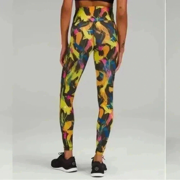 Lululemon multi colored Wunder Train HR leggings yellow orange green - Picture 5 of 9